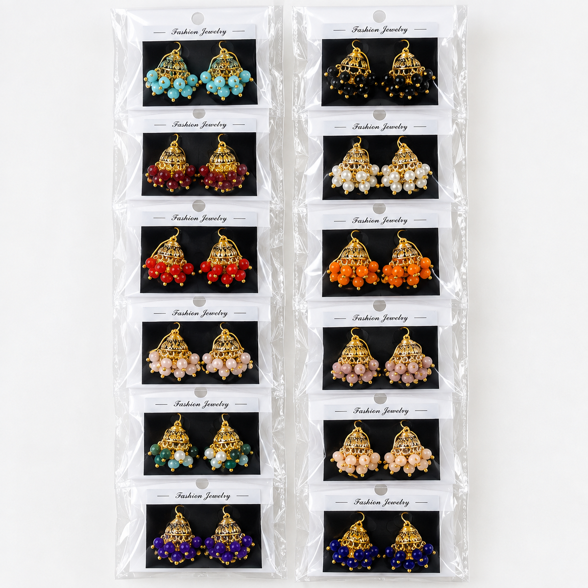 pack of 6 Jhumka Earrings | Traditional Beaded Jhumkas